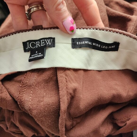 J.CREW Wide-leg Essential Pant In Linen resortwear pants in brown size 2 - Picture 7 of 10